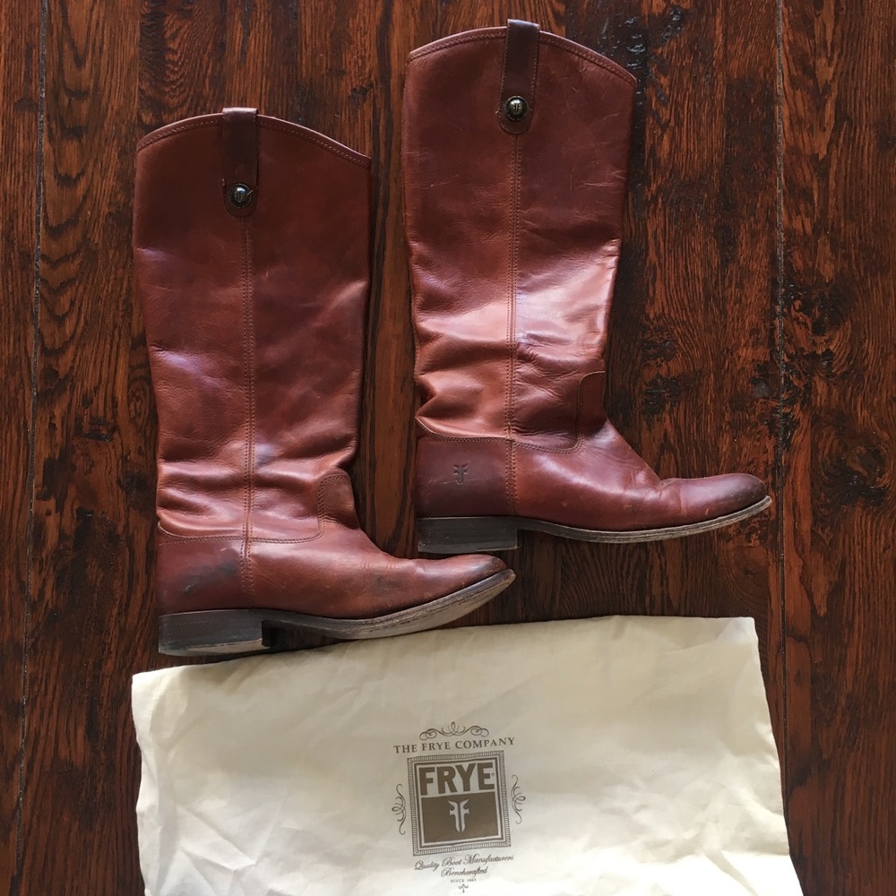 Frye leather tall Melissa Lug boots